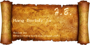 Hang Borbála névjegykártya